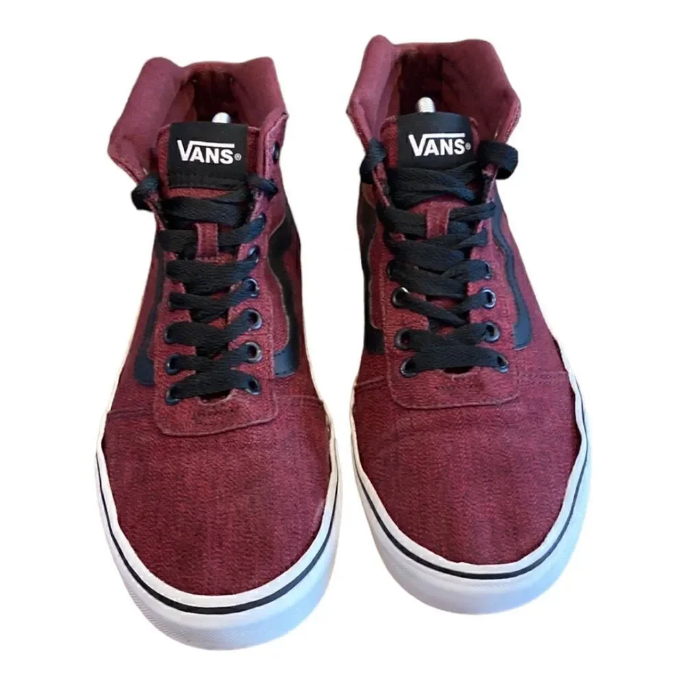 Vans SK8- High Top Retro Skate Shoes  Black Red Size 9